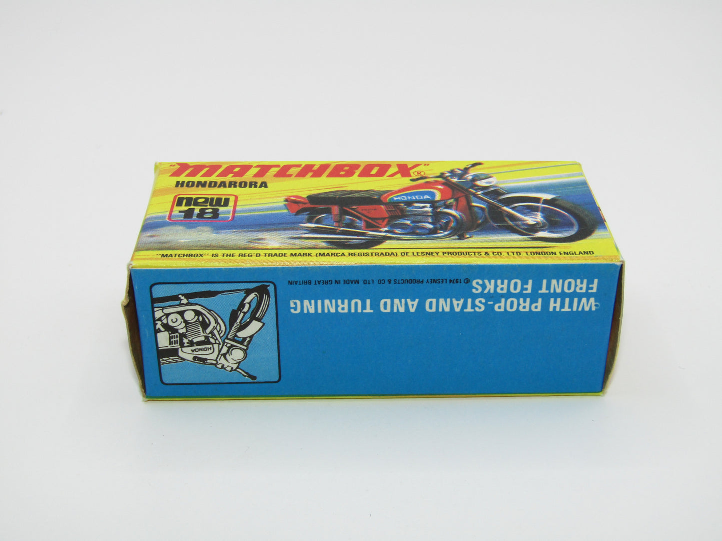 Matchbox Superfast No 18B Hondarora Motorcycle, DARK Red, Labels, Wire Wheels