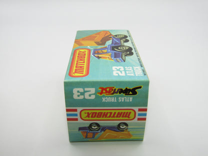 Matchbox Superfast No 23B Atlas Dump Truck Dot Dash Wheels Silver Base