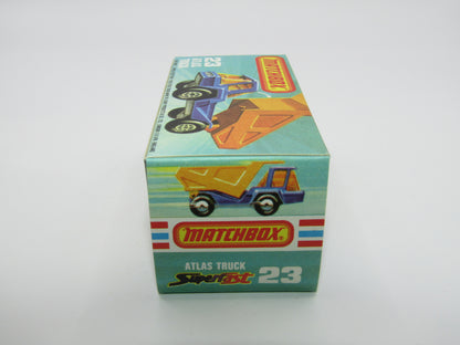 Matchbox Superfast No 23B Atlas Dump Truck Dot Dash Wheels Silver Base