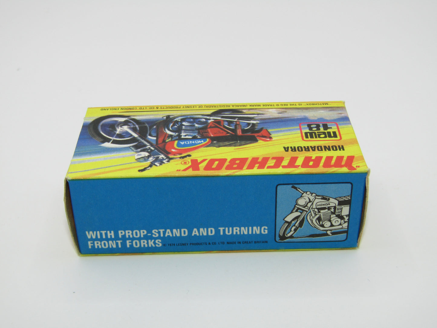 Matchbox Superfast No 18B Hondarora Motorcycle, Dark Yellow, No Labels, Wire Wheels