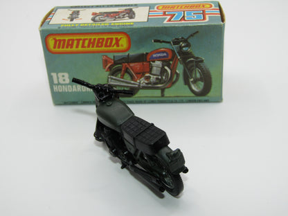 Matchbox Superfast No 18B Hondarora Motorcycle, OLIVE DRAB, No Labels, Wire Wheels