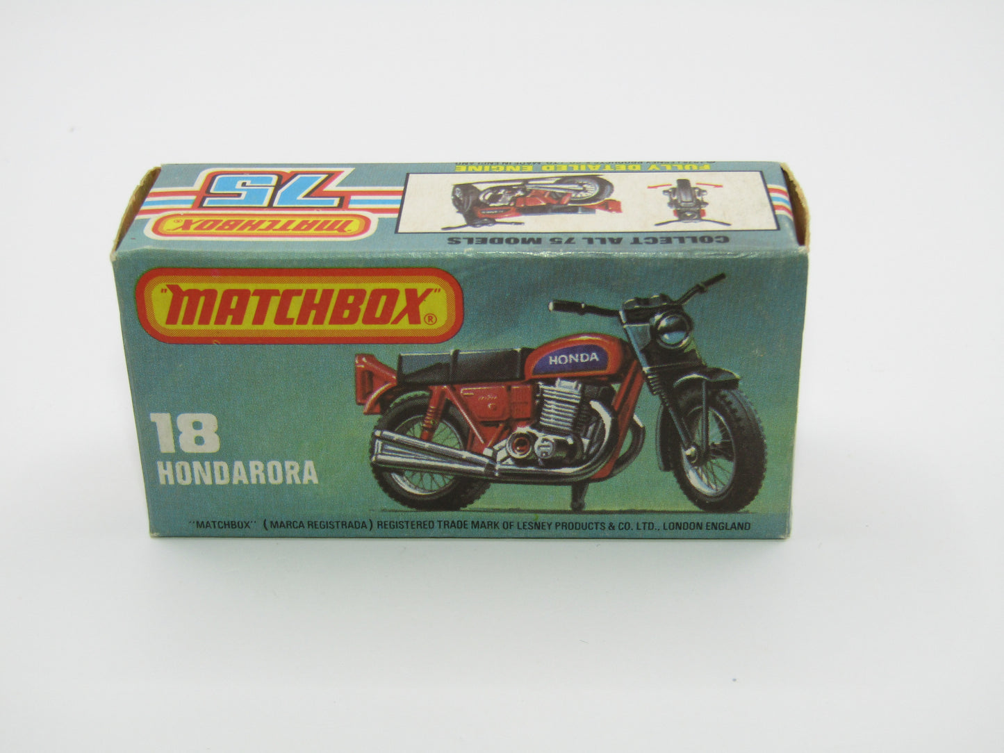 Matchbox Superfast No 18B Hondarora Motorcycle, OLIVE DRAB, No Labels, Wire Wheels