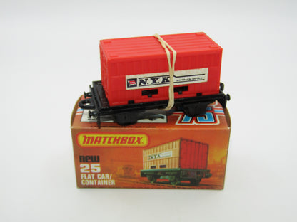 Matchbox Superfast No 25C Flat Car Container ORANGE-RED NYK