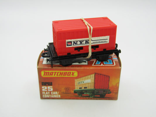 Matchbox Superfast No 25C Flat Car Container ORANGE-RED NYK