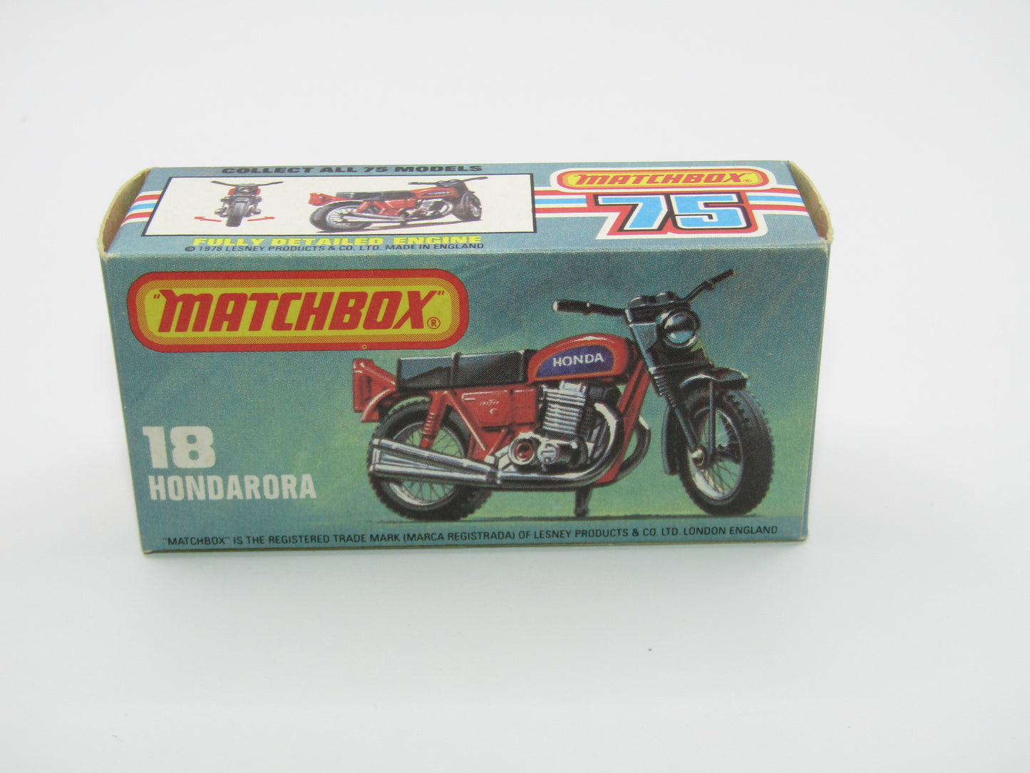 Matchbox Superfast No 18B Hondarora Motorcycle, OLIVE GREEN, No Labels, Wire Wheels