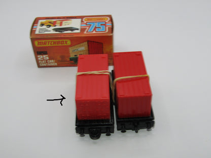 Matchbox Superfast No 25C Flat Car Container ORANGE-RED NYK