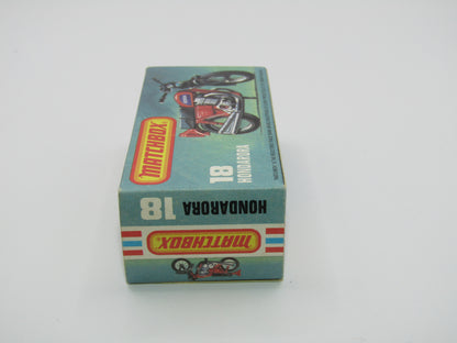 Matchbox Superfast No 18B Hondarora Motorcycle, OLIVE GREEN, No Labels, Wire Wheels