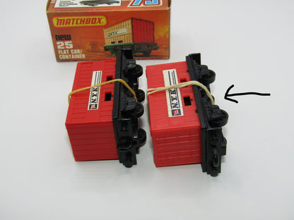 Matchbox Superfast No 25C Flat Car Container ORANGE-RED NYK