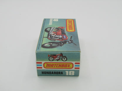Matchbox Superfast No 18B Hondarora Motorcycle, OLIVE GREEN, No Labels, Wire Wheels