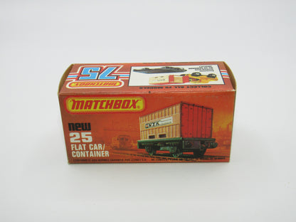 Matchbox Superfast No 25C Flat Car Container ORANGE-RED NYK