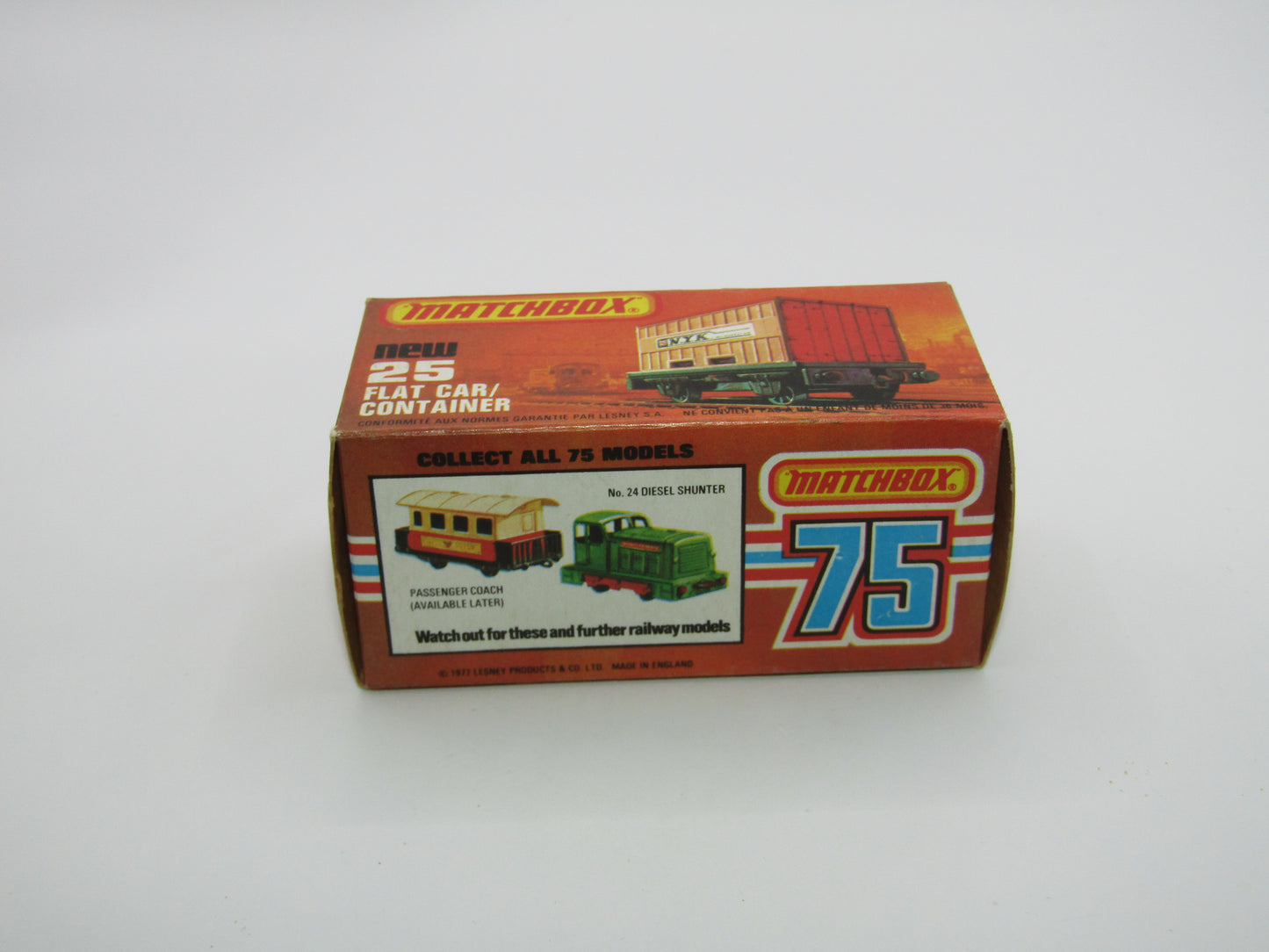 Matchbox Superfast No 25C Flat Car Container ORANGE-RED NYK