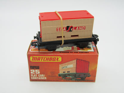 Matchbox Superfast No 25C Flat Car Container Sealand - DIFFERENT Labels