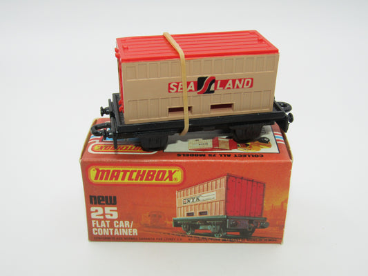 Matchbox Superfast No 25C Flat Car Container Sealand - DIFFERENT Labels