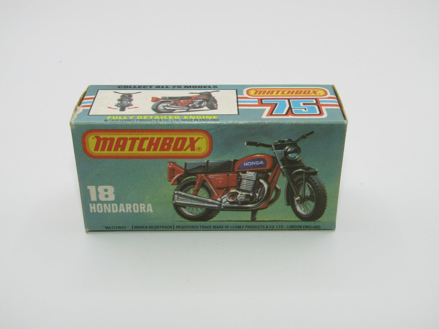 Matchbox Superfast No 18B Hondarora Motorcycle, Metallic Green, BLACK Engine, Mag Wheels