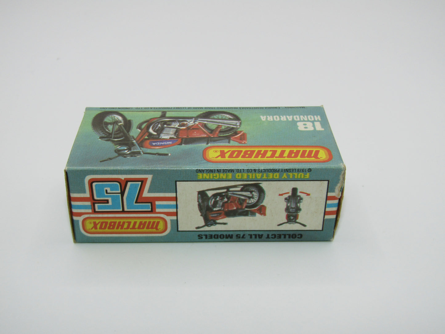 Matchbox Superfast No 18B Hondarora Motorcycle, Metallic Green, BLACK Engine, Mag Wheels