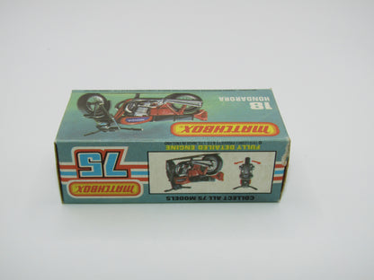 Matchbox Superfast No 18B Hondarora Motorcycle, Metallic Green, BLACK Engine, Mag Wheels