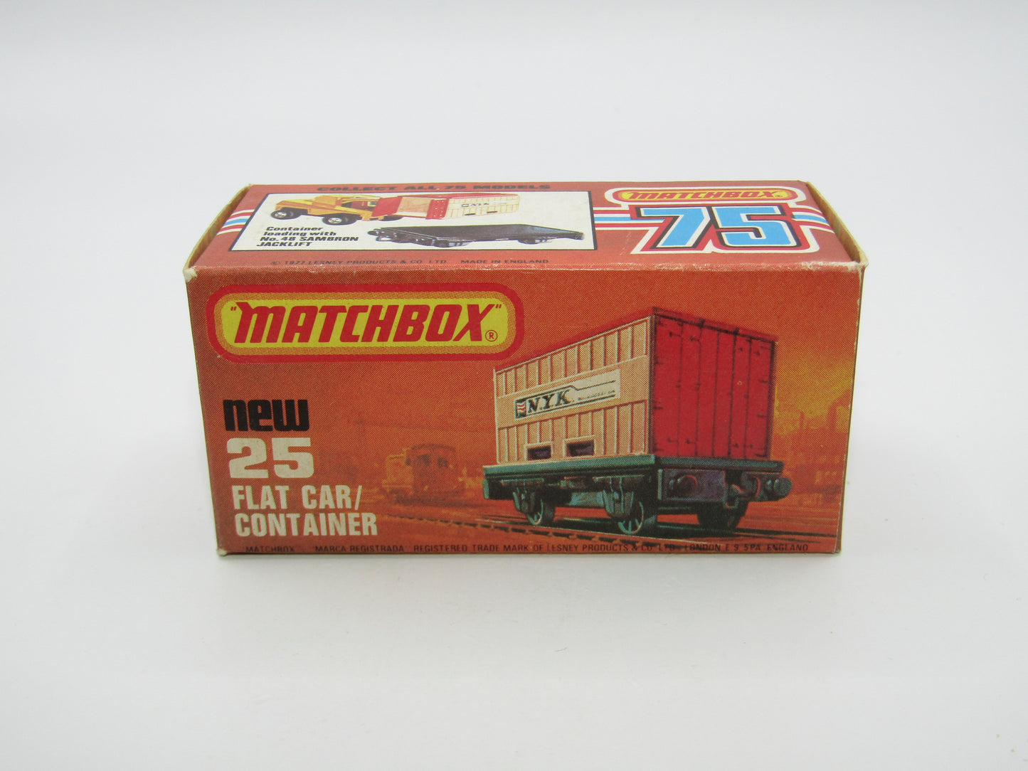 Matchbox Superfast No 25C Flat Car Container Sealand - DIFFERENT Labels