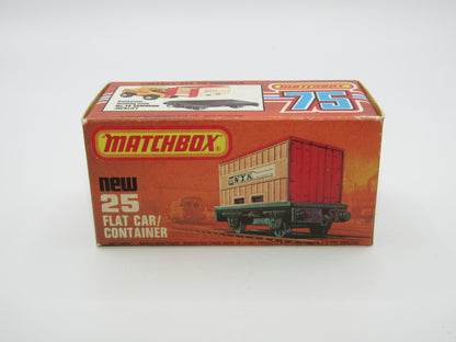 Matchbox Superfast No 25C Flat Car Container Sealand - DIFFERENT Labels