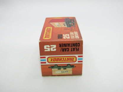 Matchbox Superfast No 25C Flat Car Container Sealand - DIFFERENT Labels
