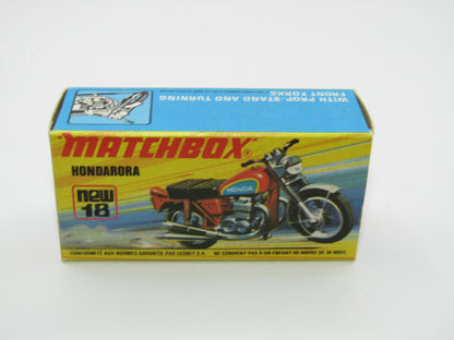 Matchbox Superfast No 18B Hondarora Motorcycle, Metallic Green, GREY SEAT, Mag Wheels