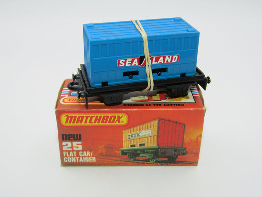 Matchbox Superfast No 25C Flat Car Container DARK BLUE - Sealand