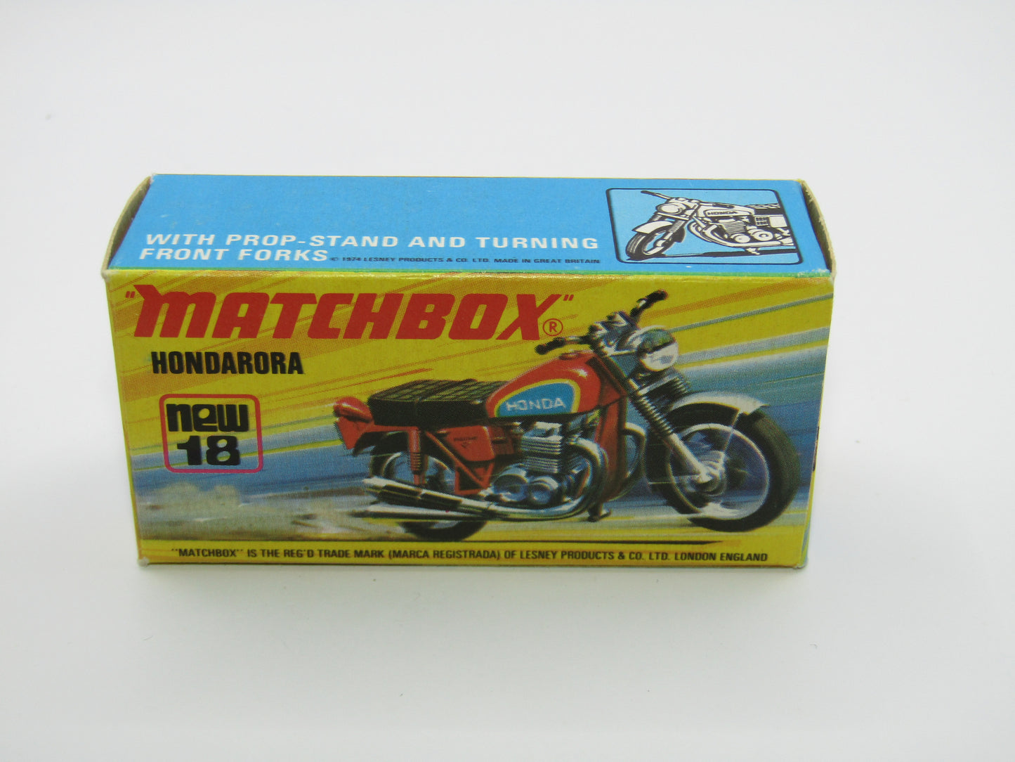 Matchbox Superfast No 18B Hondarora Motorcycle, Metallic Green, GREY SEAT, Mag Wheels