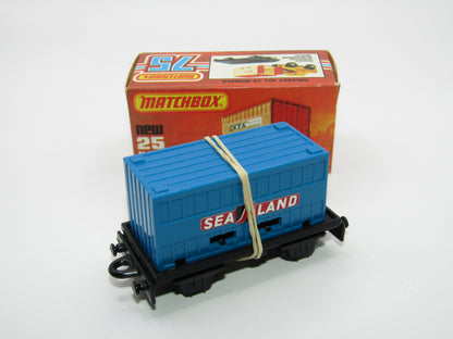 Matchbox Superfast No 25C Flat Car Container DARK BLUE - Sealand
