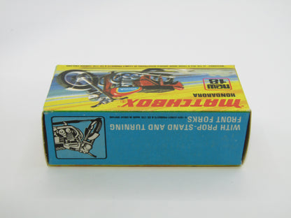 Matchbox Superfast No 18B Hondarora Motorcycle, Metallic Green, GREY SEAT, Mag Wheels