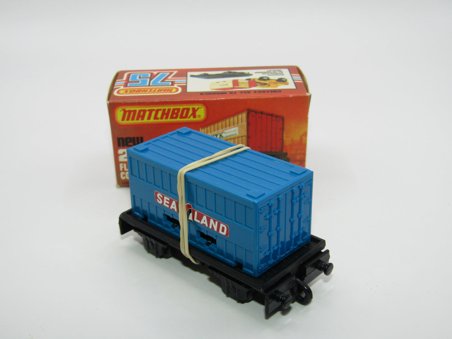 Matchbox Superfast No 25C Flat Car Container DARK BLUE - Sealand