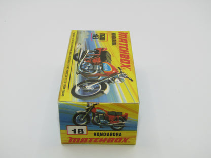 Matchbox Superfast No 18B Hondarora Motorcycle, Metallic Green, GREY SEAT, Mag Wheels