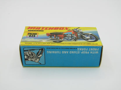 Matchbox Superfast No 18B Hondarora Motorcycle, Metallic Green, GREY SEAT, Mag Wheels