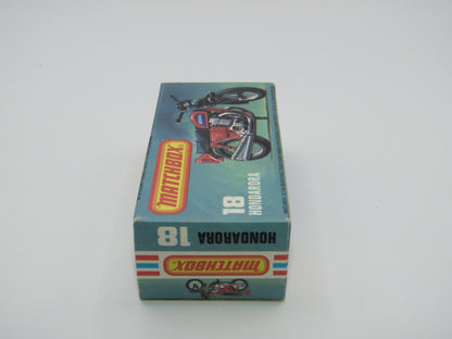 Matchbox Superfast No 18B Hondarora Motorcycle, Metallic Green, Chrome Engine, Mag Wheels