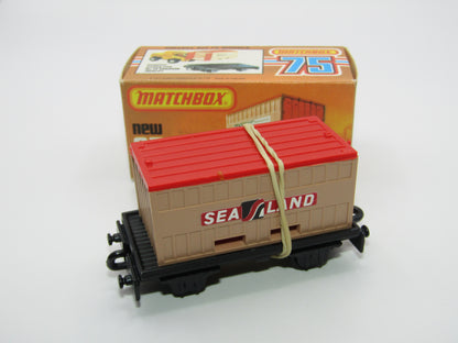 Matchbox Superfast No 25C Flat Car Container Dark Tan SEALAND