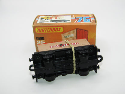Matchbox Superfast No 25C Flat Car Container Dark Tan SEALAND