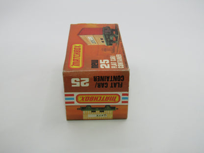 Matchbox Superfast No 25C Flat Car Container Orange OCL