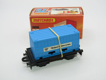 Matchbox Superfast No 25C Flat Car Container Blue United States Lines