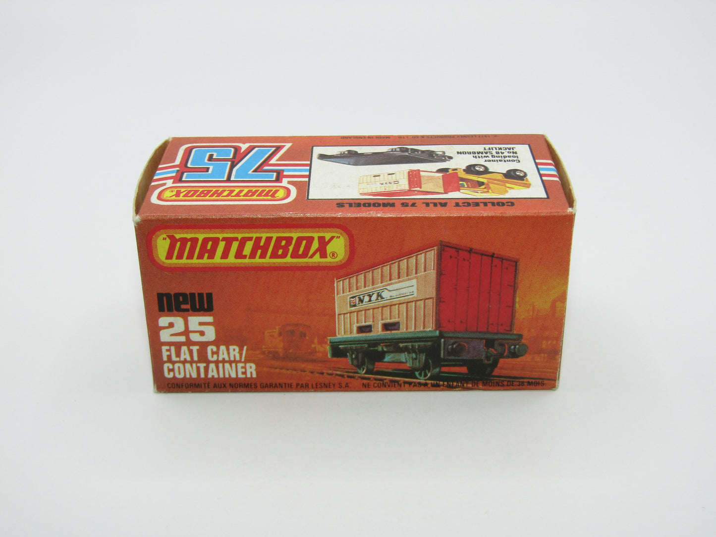 Matchbox Superfast No 25C Flat Car Container Blue United States Lines