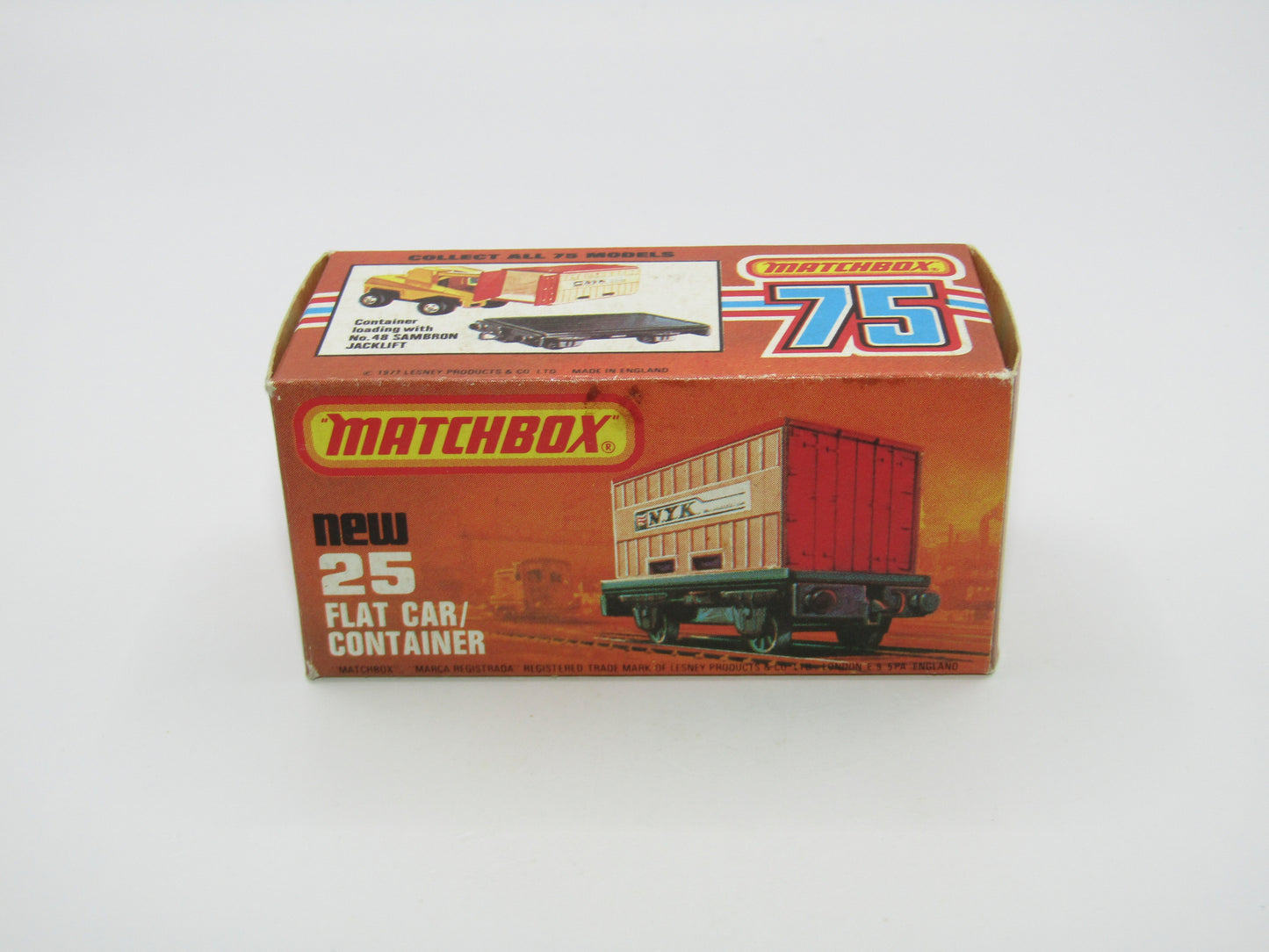 Matchbox Superfast No 25C Flat Car Container Blue United States Lines