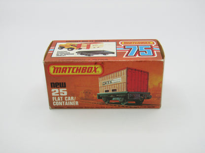 Matchbox Superfast No 25C Flat Car Container Blue United States Lines