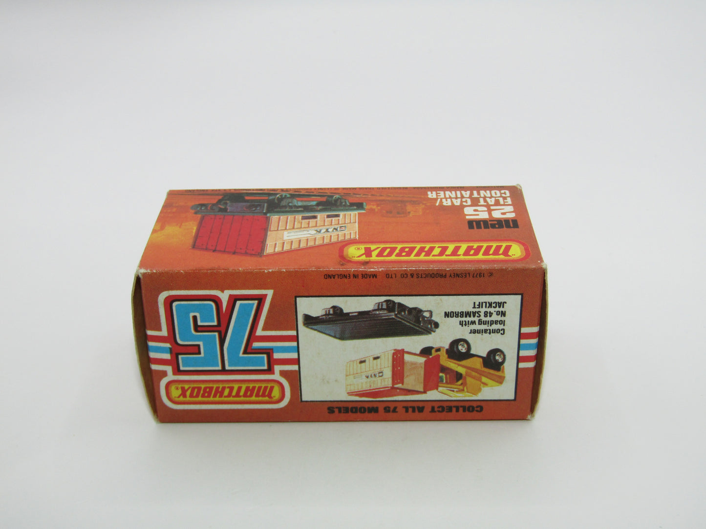 Matchbox Superfast No 25C Flat Car Container Blue United States Lines