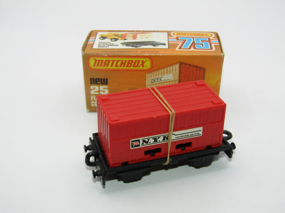 Matchbox Superfast No 25C Flat Car Container Red NYK