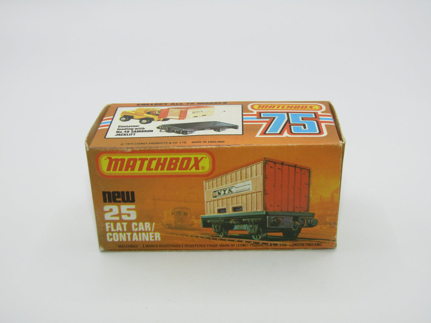 Matchbox Superfast No 25C Flat Car Container Red NYK