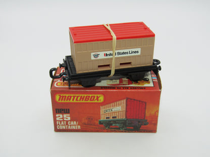 Matchbox Superfast No 25C Flat Car Container Tan UNITED STATES LINES