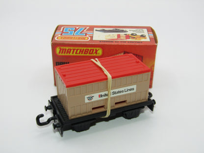 Matchbox Superfast No 25C Flat Car Container Tan UNITED STATES LINES