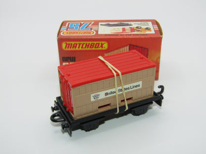 Matchbox Superfast No 25C Flat Car Container Tan UNITED STATES LINES