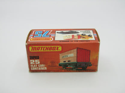 Matchbox Superfast No 25C Flat Car Container Yellow Red Doors GREY BASE