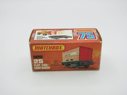 Matchbox Superfast No 25C Flat Car Container Yellow Red Doors GREY BASE