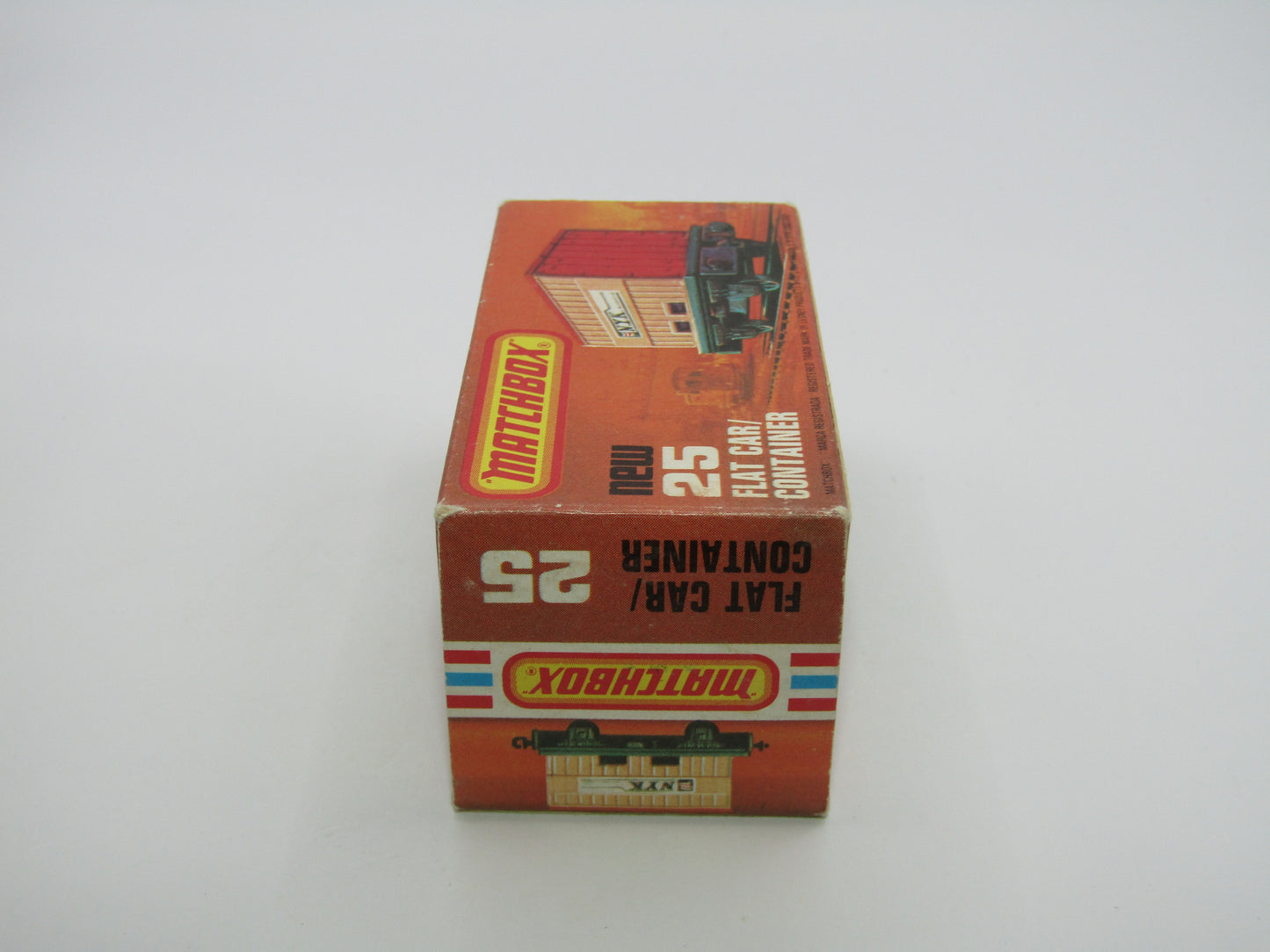 Matchbox Superfast No 25C Flat Car Container Yellow Red Doors GREY BASE