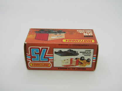 Matchbox Superfast No 25C Flat Car Container Yellow Red Doors GREY BASE