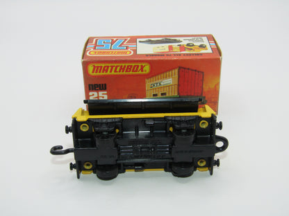 Matchbox Superfast No 25C Flat Car Container Yellow & Black